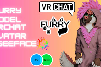 create custom and highly detailed vrchat avatar,3d furry model, vtuber, vseeface