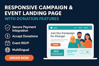 design political campaign website, campaign landing page, donation website