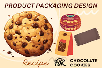 do product design, packaging, and design bakery logo