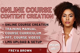 create elearning courses, ppts, lesson plan, course video, and ebook ghostwriter