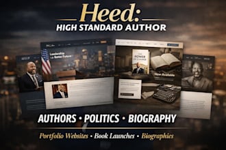 author, political, or portfolio website, book lanuch website, biography