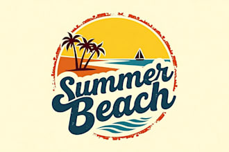 design creative summer beach logo with free vector file
