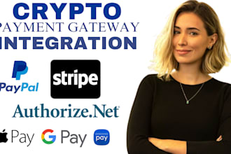 integrate crypto payment gateway, klarna, stripe, authorize dot net, paypal