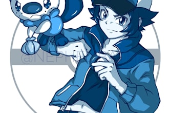 professionally draw a pokemon illustration
