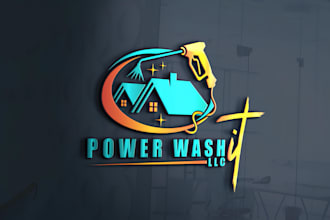 do modern home cleaning, pressure washing and power washing logo design