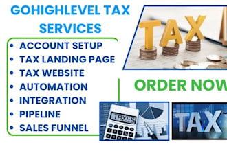 gohighlevel tax landing page accounting loan website sales funnel automation VA