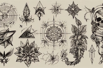 design traditional line art minimalist tattoo flash for you