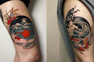 create super artistic tattoo designs in japanese style
