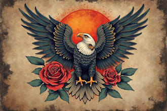 create an old school tattoo design
