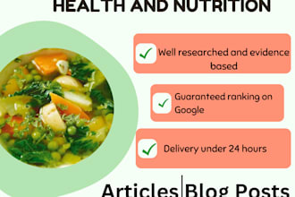 write SEO food, health, nutrition articles and blog posts