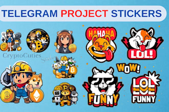 create, design custom telegram stickers for meme coin and crypto