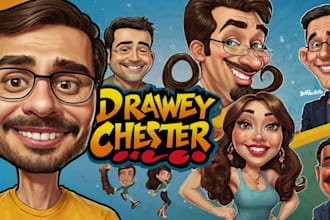 draw funny cartoon character, caricature, logo, portrait