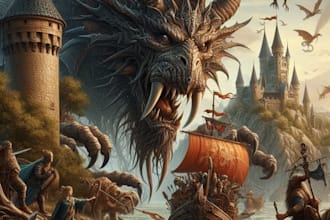make illustration in fantasy and medieval style