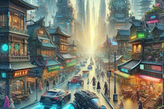 draw a futuristic cyberpunk city for your style