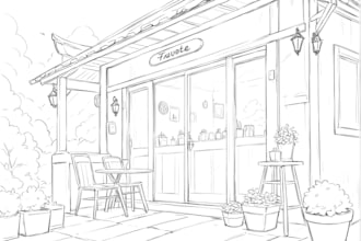 vector sketch favorite place, city, house portrait