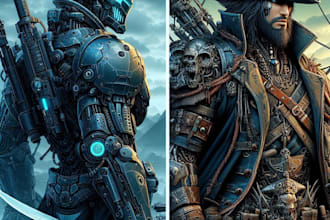 make sci fi or cyberpunk character, concept art illustration