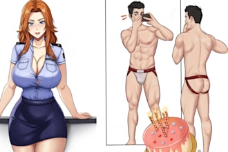 draw bara muscle men nsfw art and original anime characters