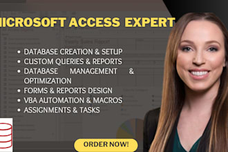 help with microsoft access databases, management, queries and reports