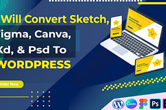 convert sketch, figma, canva, xd, psd to wordpress or elementor landing page