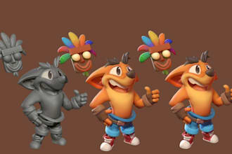 model rig texture animate 3d low poly character in pxs ps1 n64 y2k style