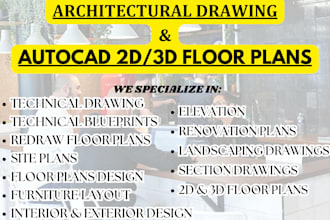 draft autocad 2d architectural floor plan drawing, elevation sketchup, cad file
