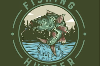 make a vintage fishing logo