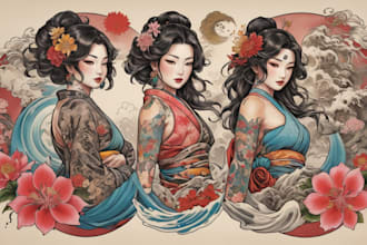 create your japanese custom tattoo design and illustration