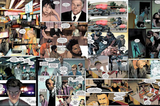 draw graphic novel cartoon character storyboard as a comic book artist