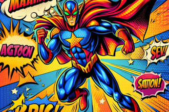 design an amazing superhero pop art