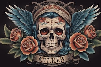 draw american traditional tattoo design by request