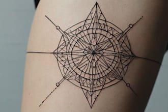 make line art, monoline geometric, minimalist tattoo design