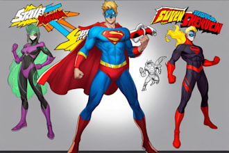 do superhero character design, comic book cover,graphic novel comic artist