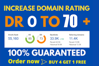 increase ahrefs domain rating dr 70 using white hat SEO backlinks