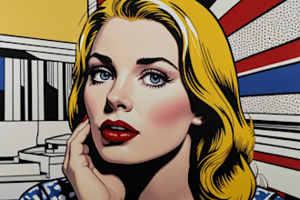 draw a retro pop art roy lichtenstein style