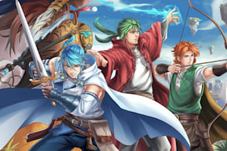 draw anime and game style characters art