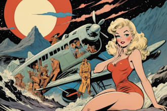 draw a retro vintage comic illustration