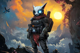 drawing a sci fi character illustration or character design