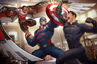 draw comic artwork superhero or  book cover illustration