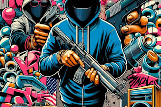 create a unique pop art and street graffiti style modern artwork
