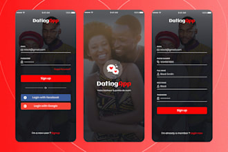 mobile app dating app live stream chat app delivery grocery bank app android ios