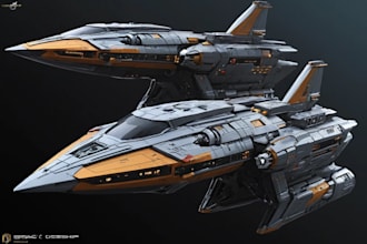 design spaceship, sci fi illustration and sci fi art