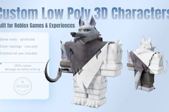 design stylized low poly roblox characters and npcs
