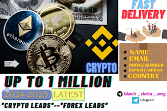 generate most recent binance lead, coinbase lead, crypto and forex investor lead