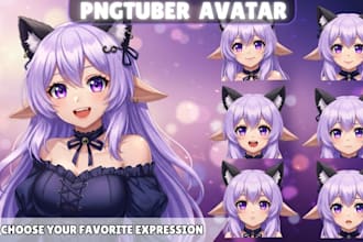 create adorable pngtuber avatar in anime style for png tuber vtuber streaming