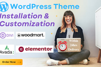 customize wordpress divi theme, avada, gutenberg blocks, elementor within 24hrs