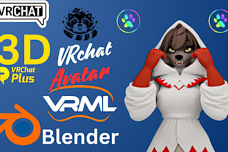 create vrc avatar, vr character, vrchat, vroid, vtuber model, fursona