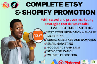do etsy shop shopify store promotion pinterest marketing product listing SEO