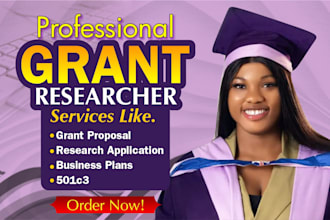 research, do grant proposal writing, application, business plan, 501c3 writer