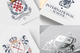 design a custom crest, coat of arms, luxury heraldic shield logo