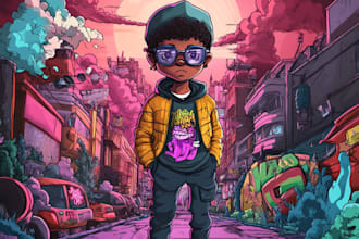 draw your detailed cartoon album cover art
